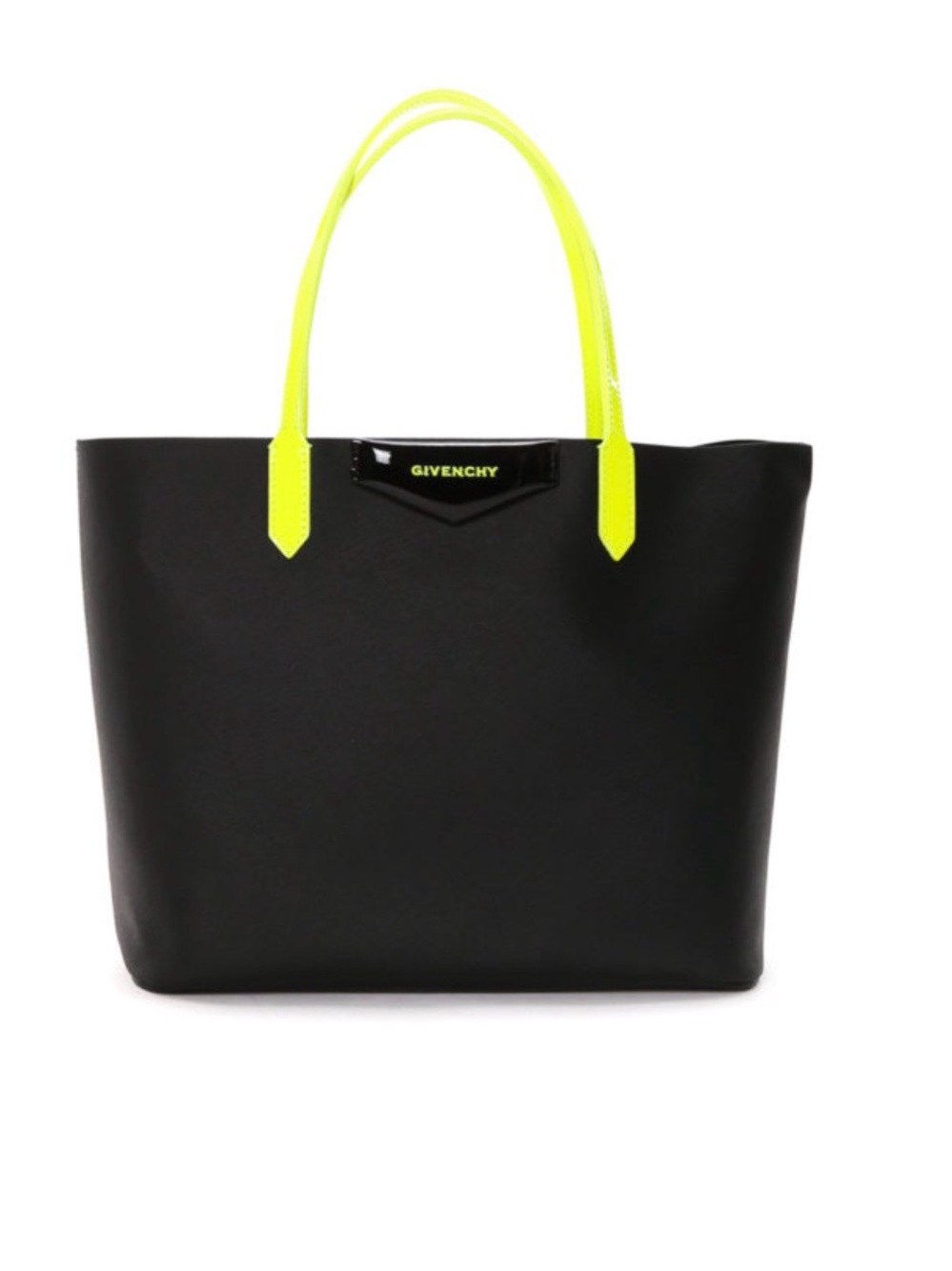 Givenchy Black Tote with Neon Yellow Handles